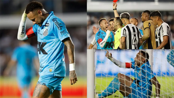 Neymar nhận thẻ đỏ sau sau tình huống dùng tay ghi bàn