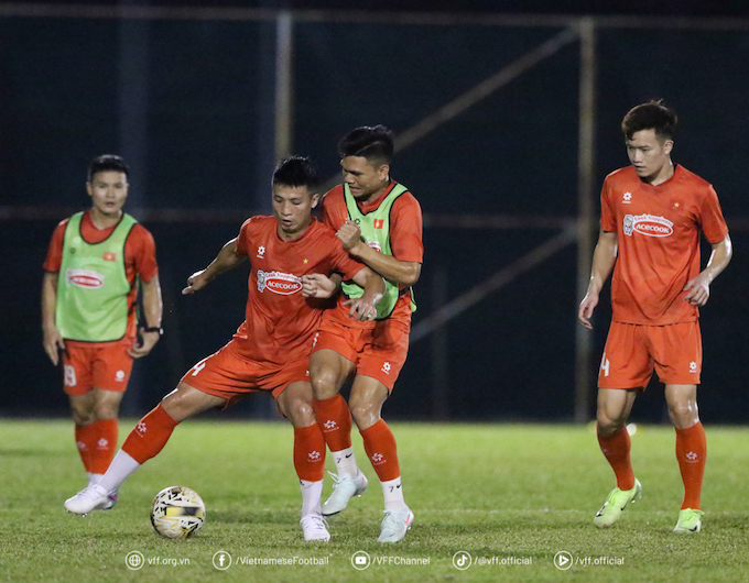 Buổi tập của tuyển Việt Nam. Ảnh: VFF