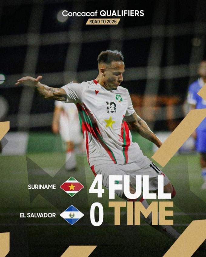 Suriname tiến gần tới vé dự World Cup