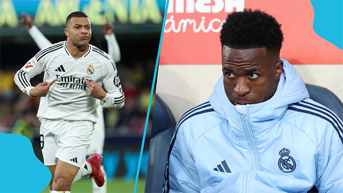 Vinicius đang phải nhường vị thế ngôi sao số 1 Real cho Mbappe
