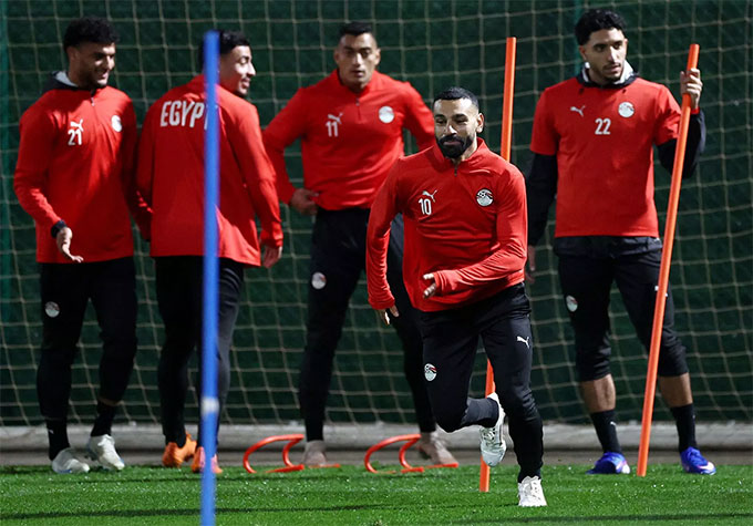Nụ cười luôn thường trực trên môi của Salah trong buổi tập