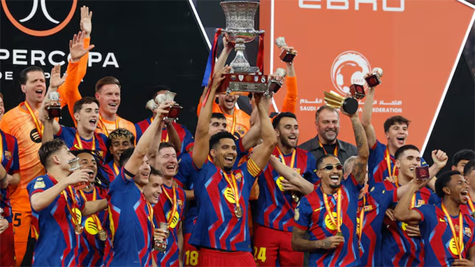 Barca bảo vệ ngôi vô địch Siêu cúp Tây Ban Nha một cách kịch tính