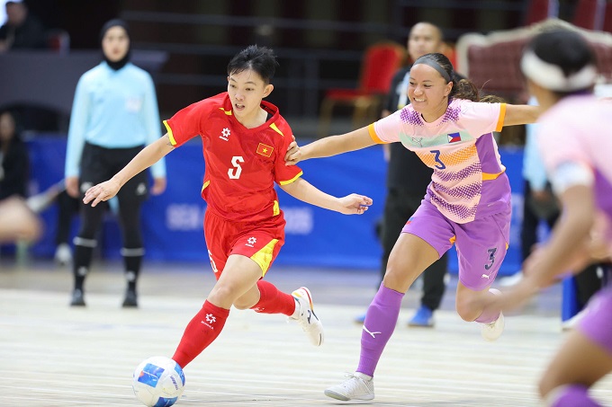 ĐT futsal nữ Việt Nam nằm cùng bảng với ĐT futsal nữ Philippines. Ảnh: Đức Cường 