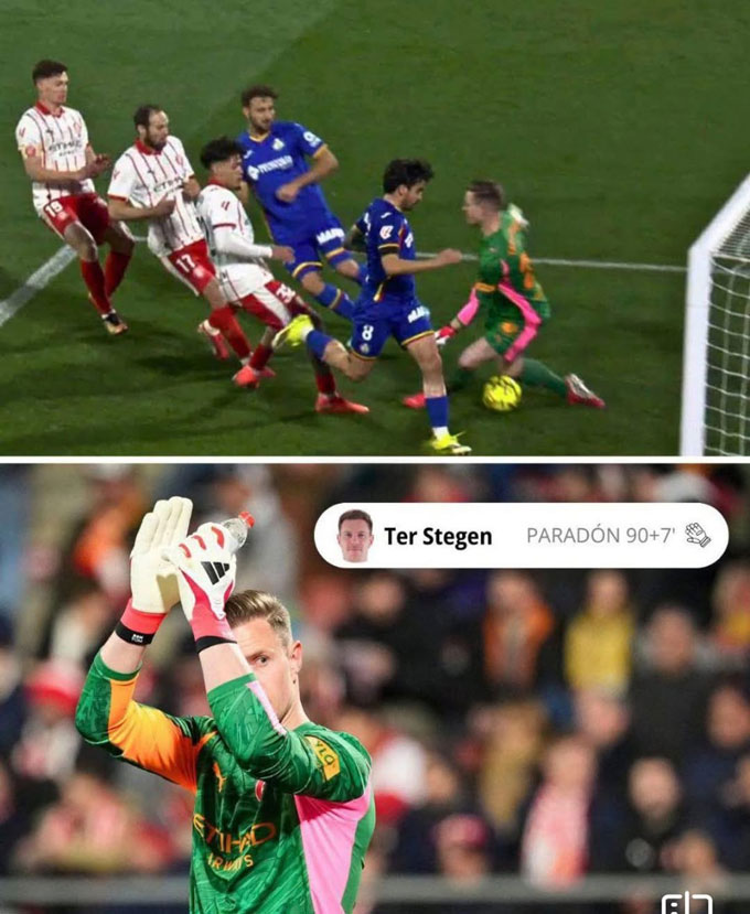 Ter Stegen có pha cứu thua xuất thần ở trận Girona hòa Getafe