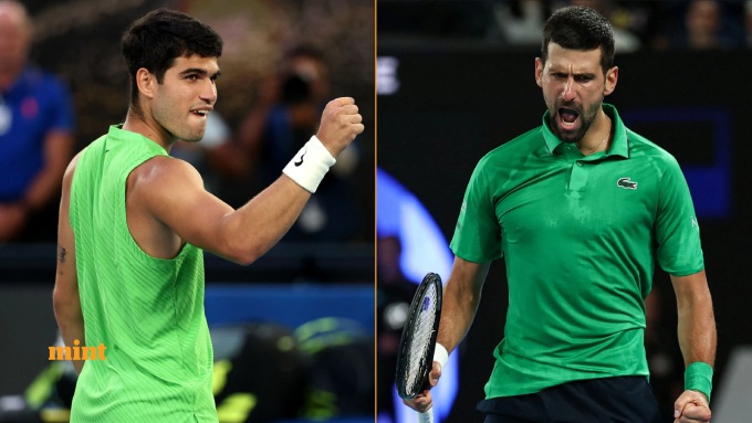 Alcaraz so T Djokovic