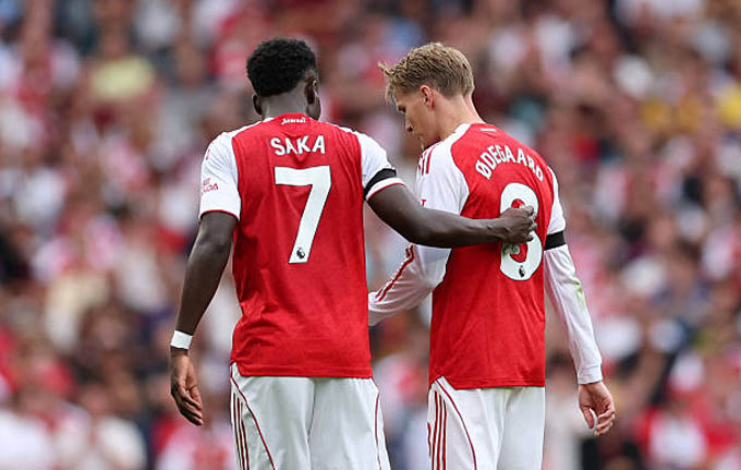 Saka và Odegaard chưa bình phục chấn thương