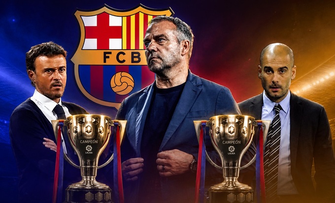 Hansi Flick giờ đã sánh ngang Pep Guardiola và Luis Enrique.