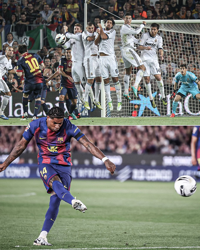 Rashford ghi bàn mở tỷ số ở trận El Clasico và là cầu thủ Barca đầu tiên ghi bàn từ quả đá phạt vào lưới Real Madrid kể từ Lionel Messi năm 2012 - Ảnh: ESPN