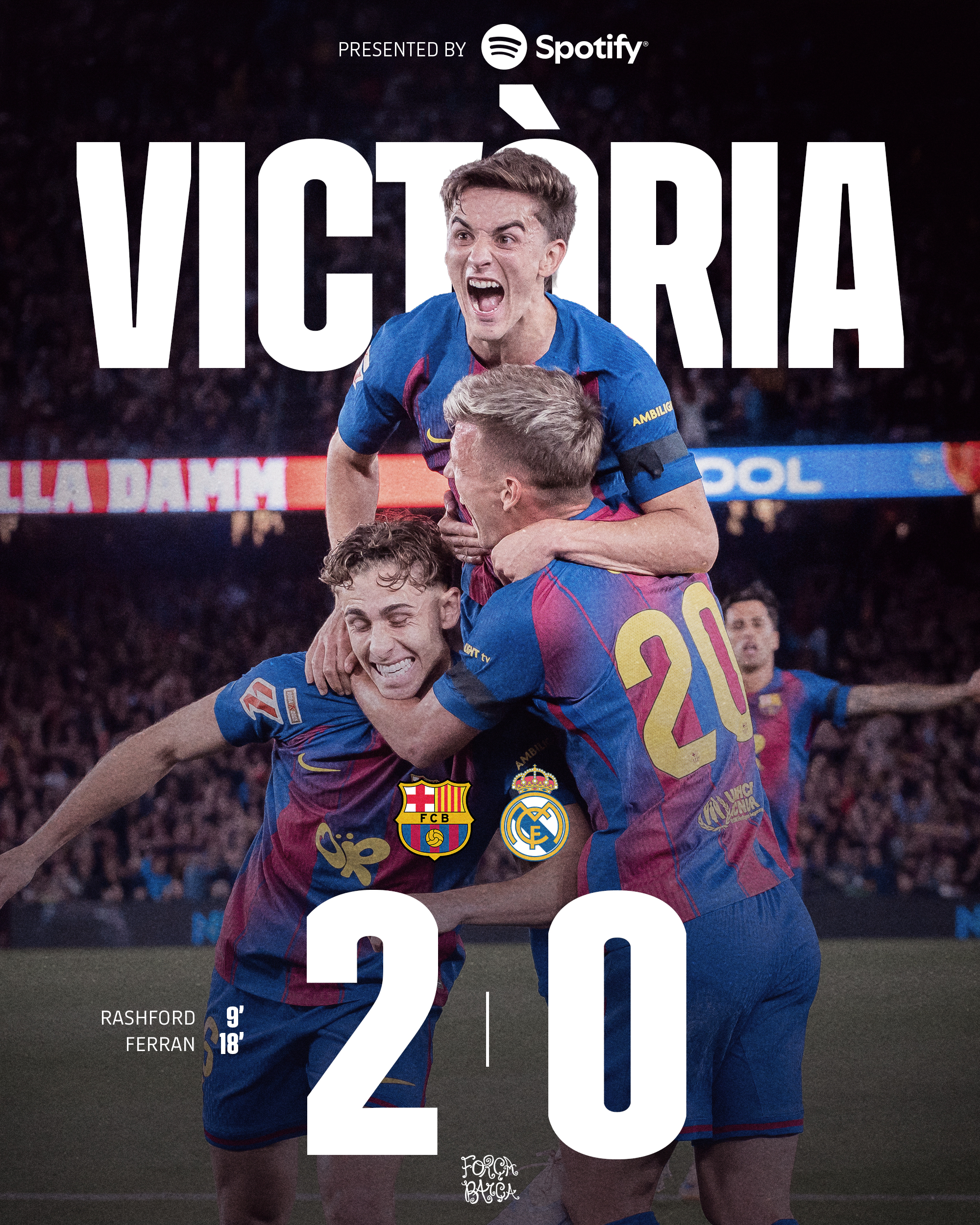 Barca đánh bại Real để chính thức đăng quang chức vô địch La Liga - Ảnh: Twitter Barcelona