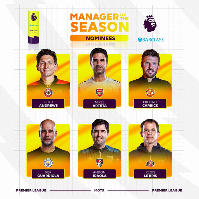Các đề cử cho giải HLV xuất sắc nhất mùa - Ảnh: @premierleague