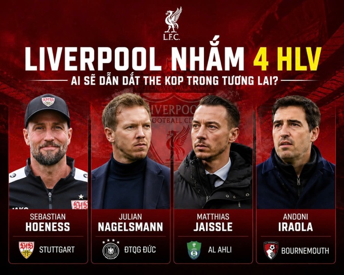 4 HLV được Liverpool nhắm tới để thay Slot