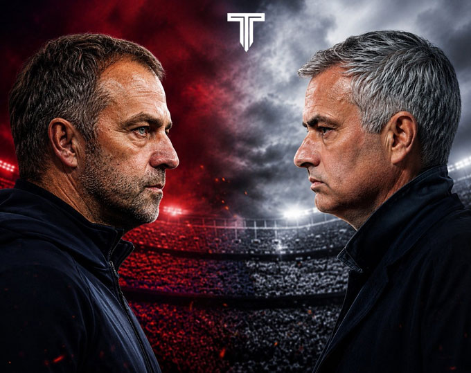 Những màn đối đầu giữa Flick và Mourinho hứa hẹn sẽ rất đáng chờ đợi - Ảnh: @TouchlineX