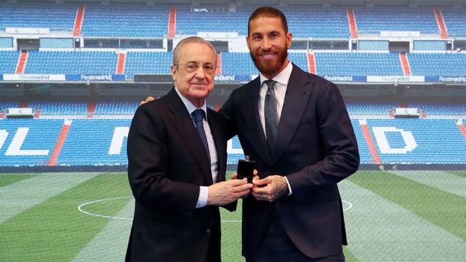 Sergio Ramos luôn ngưỡng mộ Florentino Perez (ảnh Realmadrid.com)
