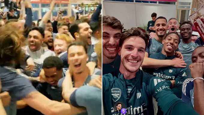 Dàn sao Arsenal ăn mừng điên cuồng khi vô địch Premier League