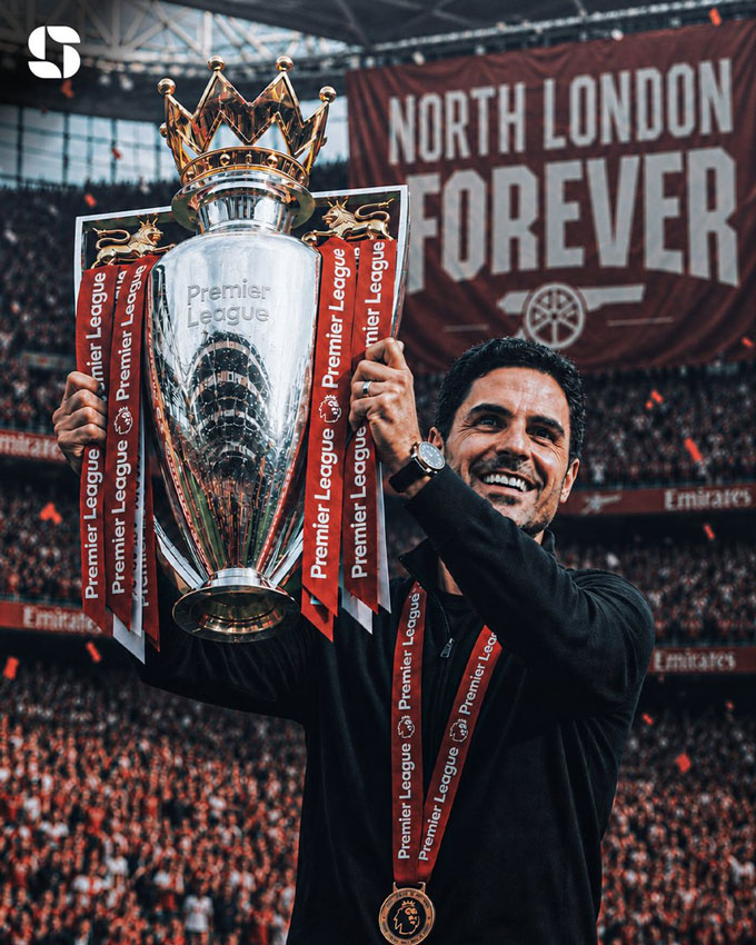 Arteta cuối cùng cũng đã giúp Arsenal vô địch Premier League - Ảnh: @Squawka
