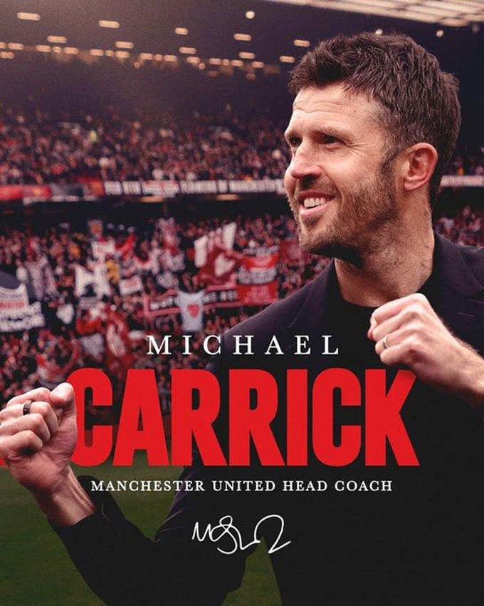 Michael Carrick đã được bổ nhiệm làm huấn luyện viên trưởng chính thức của MU - Ảnh: Man Utd