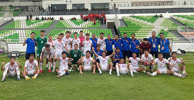 U19 Việt Nam có chiến thắng thứ 2 liên tiếp tại U19 Đông Nam Á 2026 - Ảnh: VFF