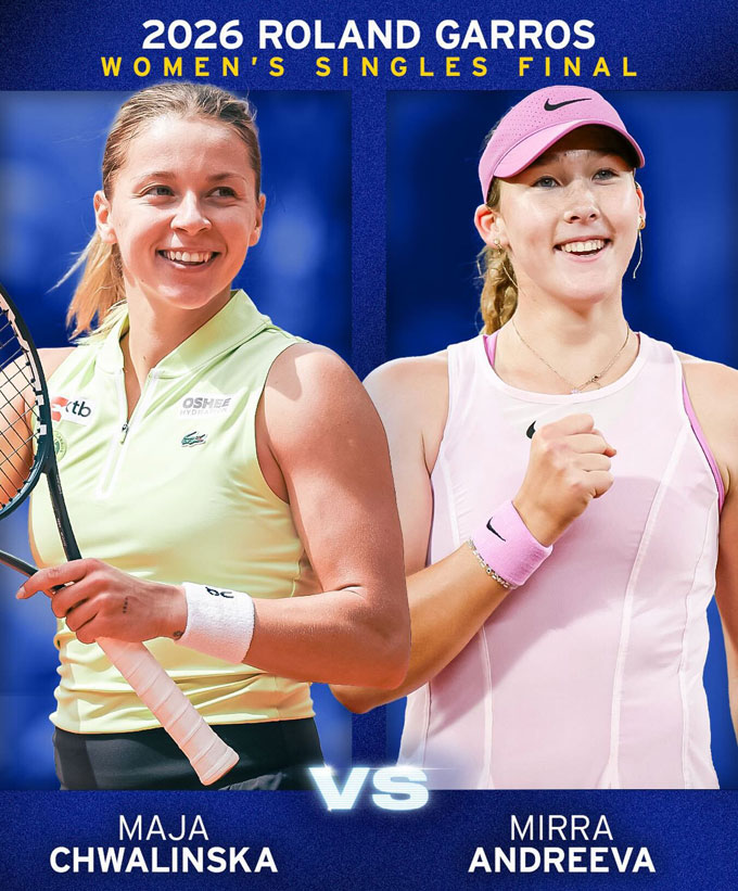 Maja Chwalinska sẽ đối đầu Mirra Andreeva tại chung kết đơn nữ Roland Garros 2026