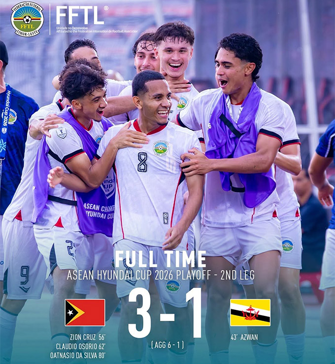 Timor Leste giành chiến thắng đậm trước Brunei, qua đó giành vé vào chơi bảng A AFF Cup 2026 