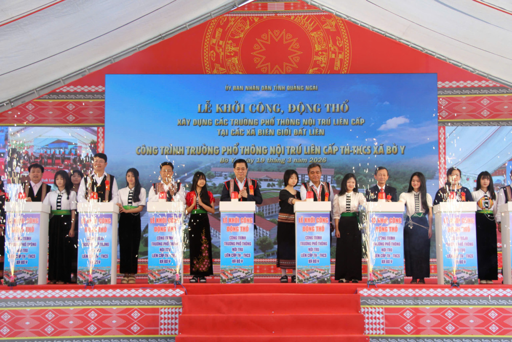 Khởi công xây dựng 5 trường nội trú liên cấp tại các xã biên giới tỉnh Quảng Ngãi 1